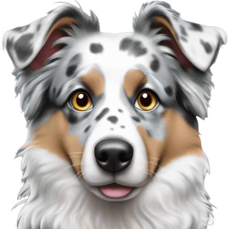 Chien berger australien bleu merle avec les yeux verons emoji