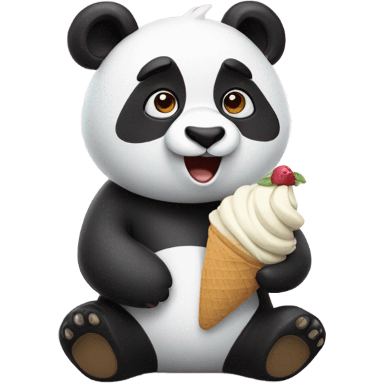 Panda holding ice cream emoji