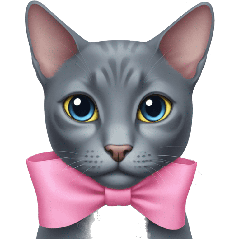 Russian blue cat with a pink bow emoji