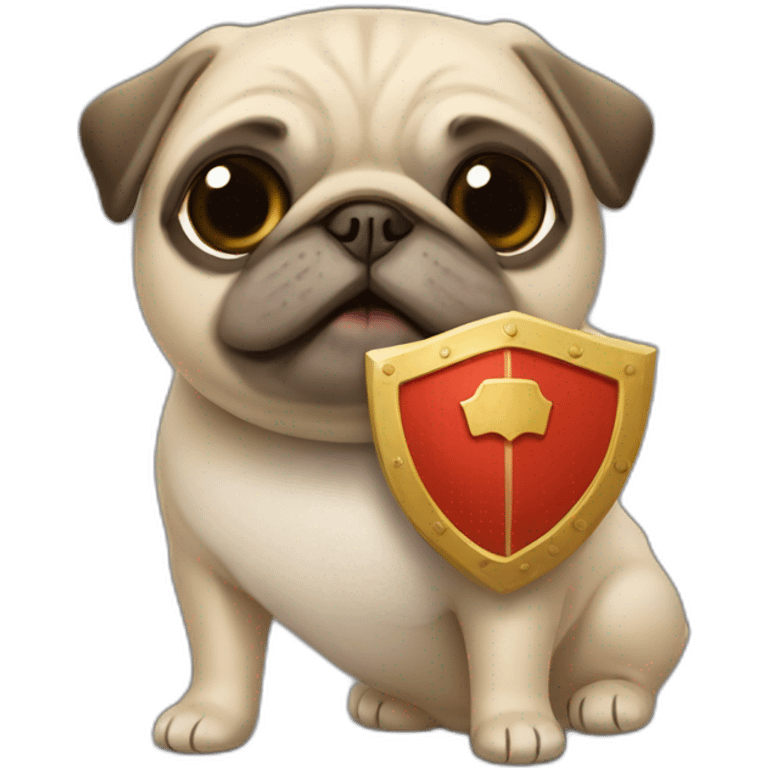 Pug with a shield „MOCHI“ emoji