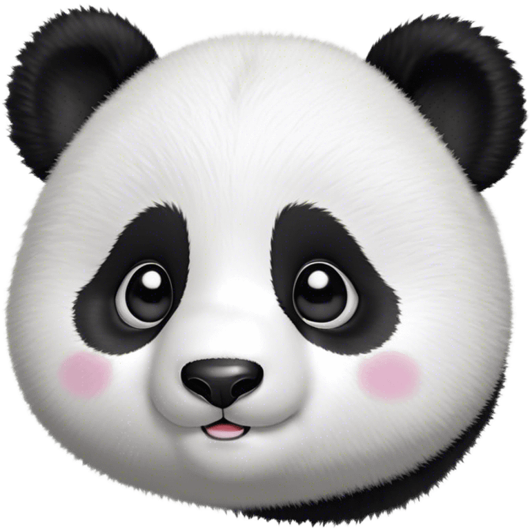 Cinematic Cute Baby Panda Portrait Emoji, Head tilted playfully and inquisitively, featuring an irresistibly fluffy, black and white Fur with an extra dose of cuddliness, round, sparkling eyes filled with boundless curiosity, Simplified yet adorably endearing features, highly detailed, glowing with a warm, friendly glow, high shine, affectionate and playful, stylized with a touch of playful charm, bright and heartwarming, soft glowing outline, capturing the essence of a mischievous yet loving baby panda, so playful it feels like it could tumble out of the screen into your arms! emoji