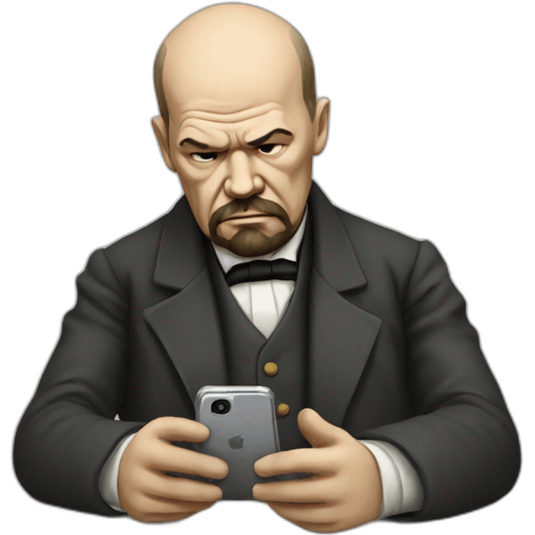 Sad Lenin looking at social media on phone emoji