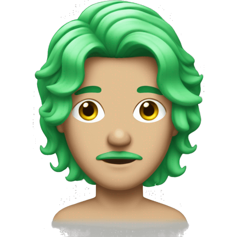 white transgender man with green mullet and a mustache and makeup emoji