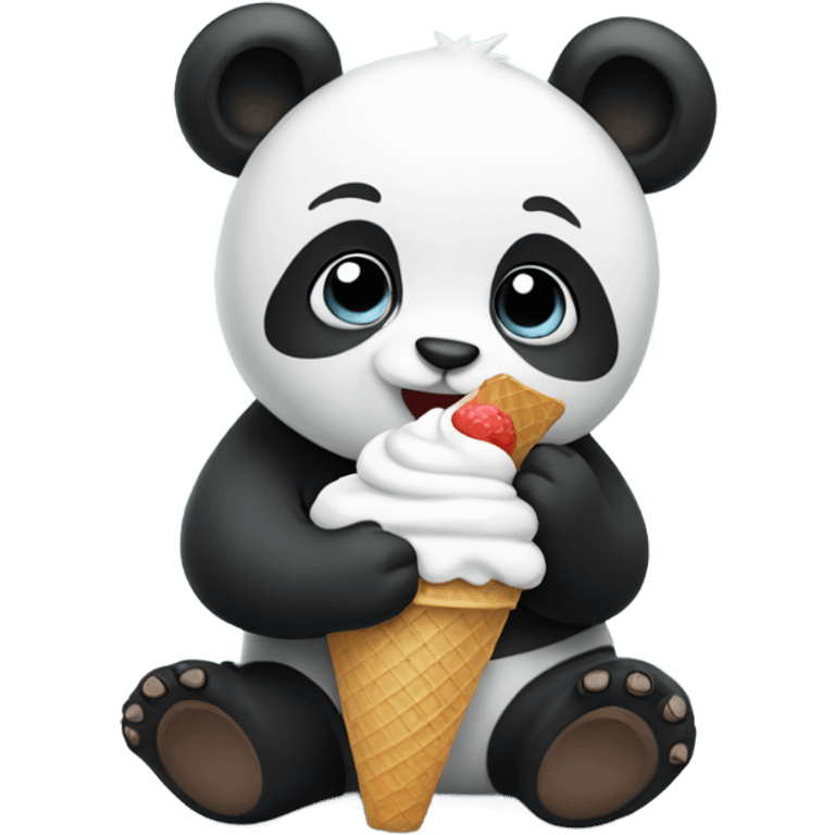 Panda eating ice cream emoji