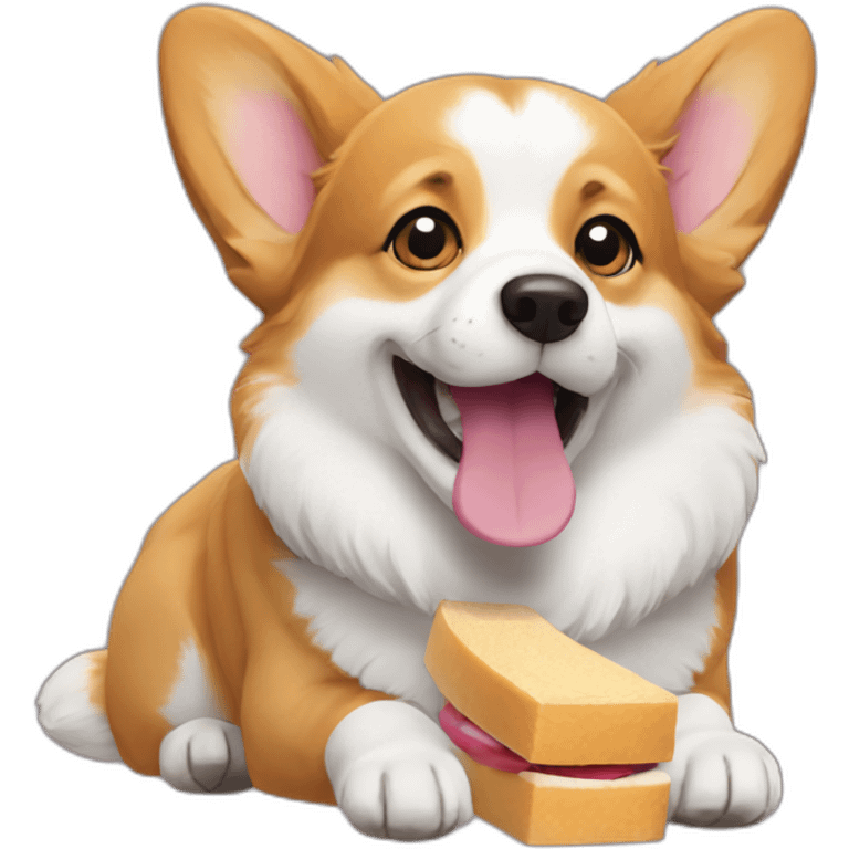 corgi eating a chew toy emoji