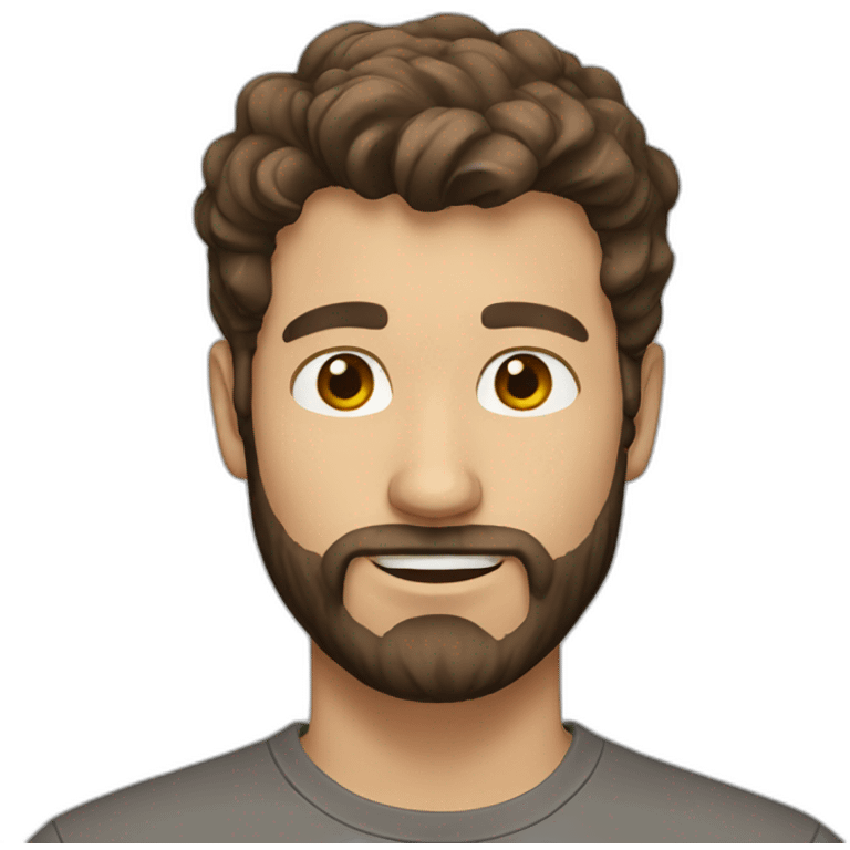 Guy with brown hair beard emoji