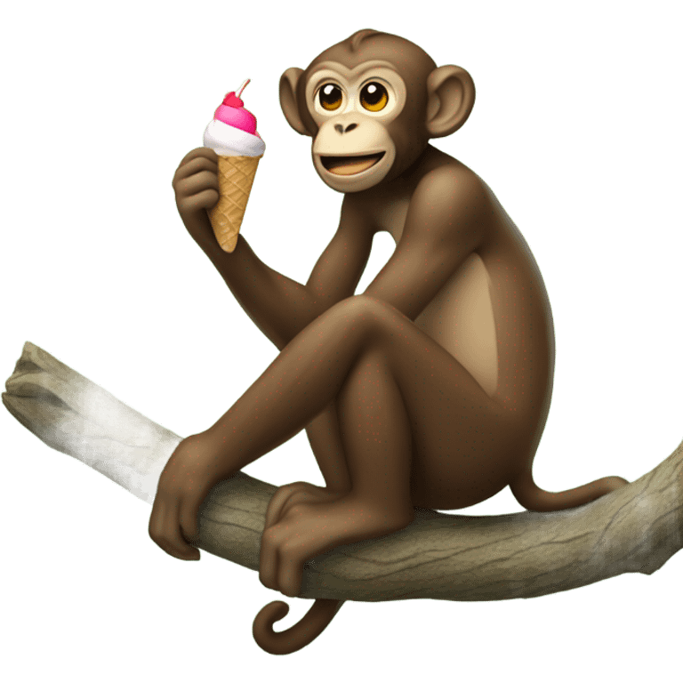 Monkey eating ice cream in a tree emoji