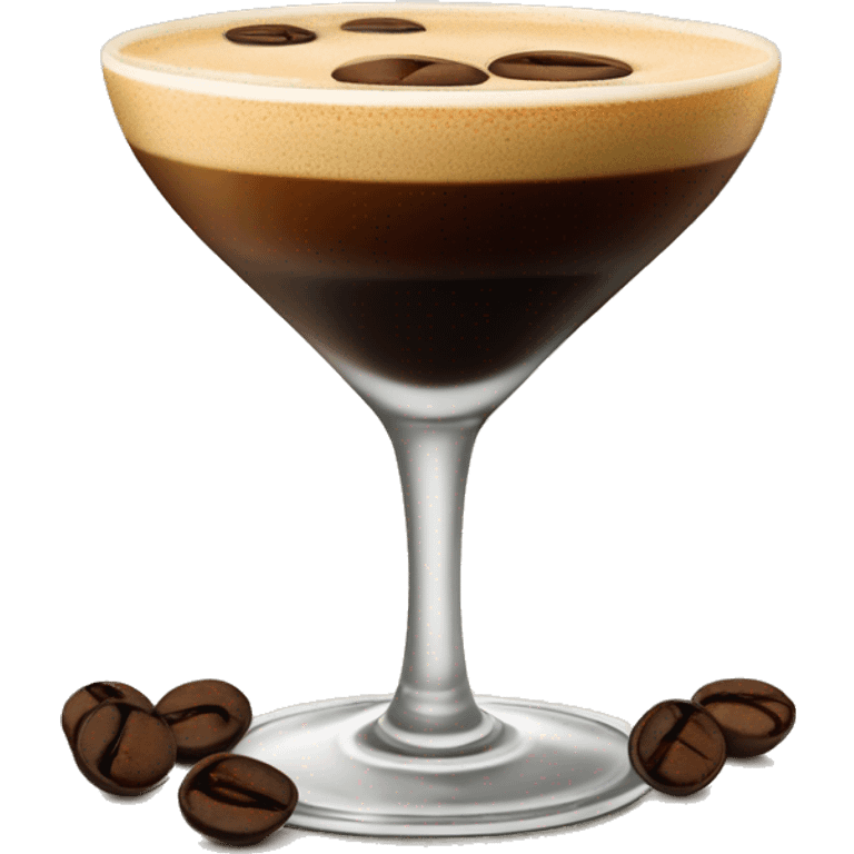 espresso martini with coffee bean garnish on the froth from the drink emoji