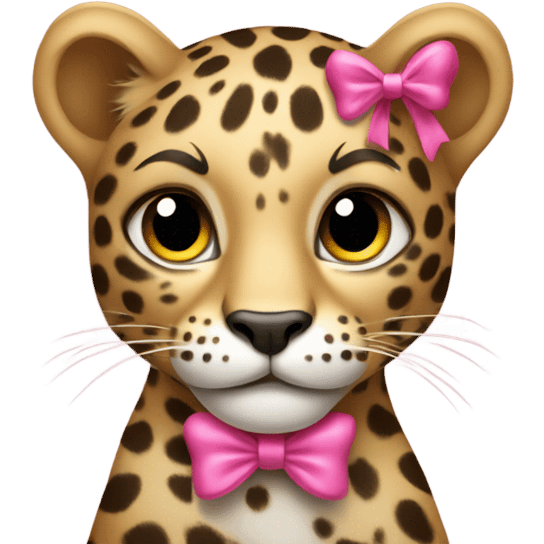 Leopard wearing pink bow  emoji