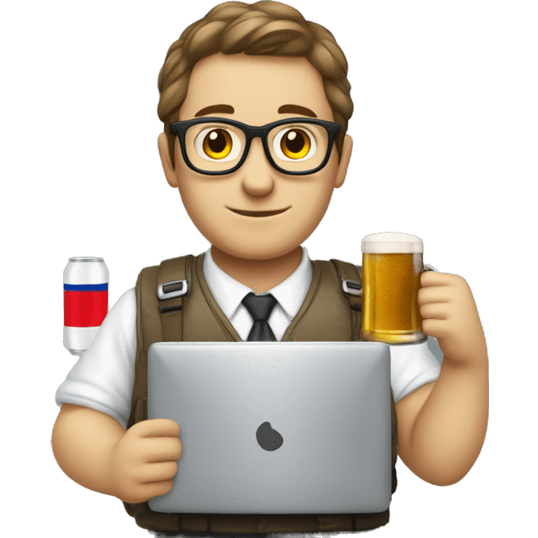 nerd Programmer with beer, computer and czech republic flag emoji