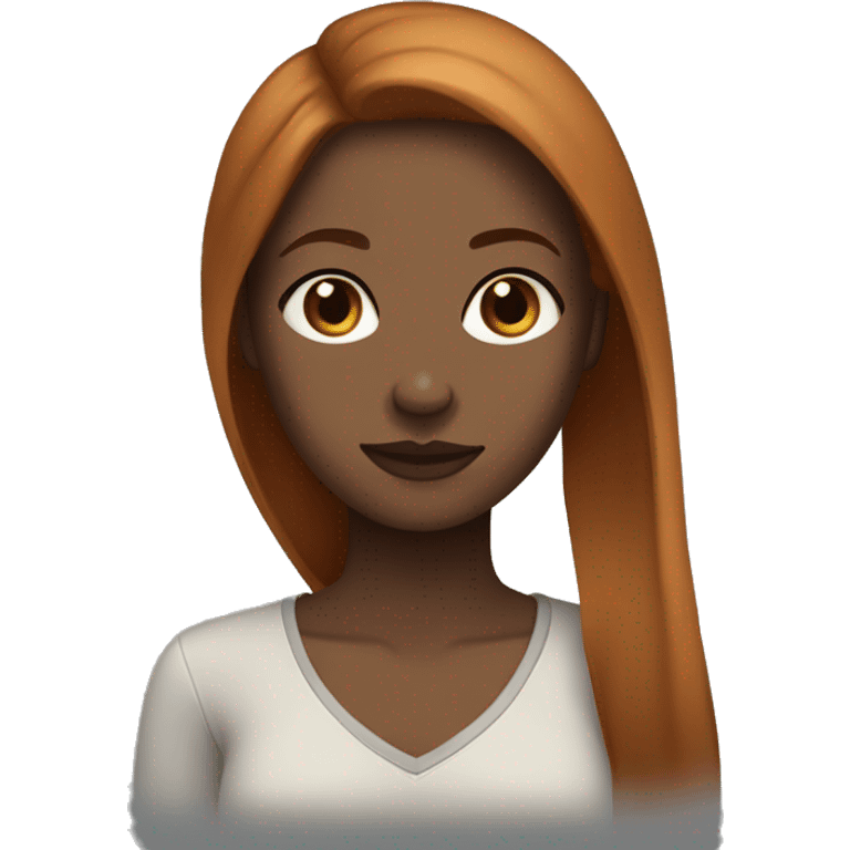 Black browskin woman with long dark ginger hair and dark brown eyes  emoji