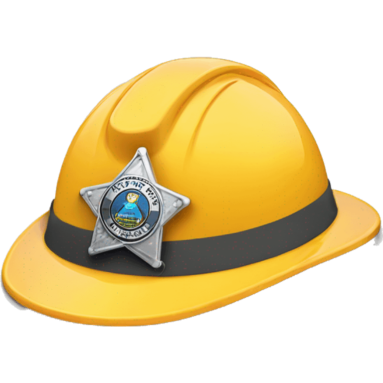 construction hard hat with sheriffs badge emoji