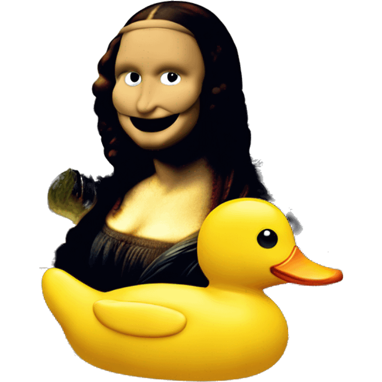 Oil painting Mona Lisa with rubber duck as a nose emoji