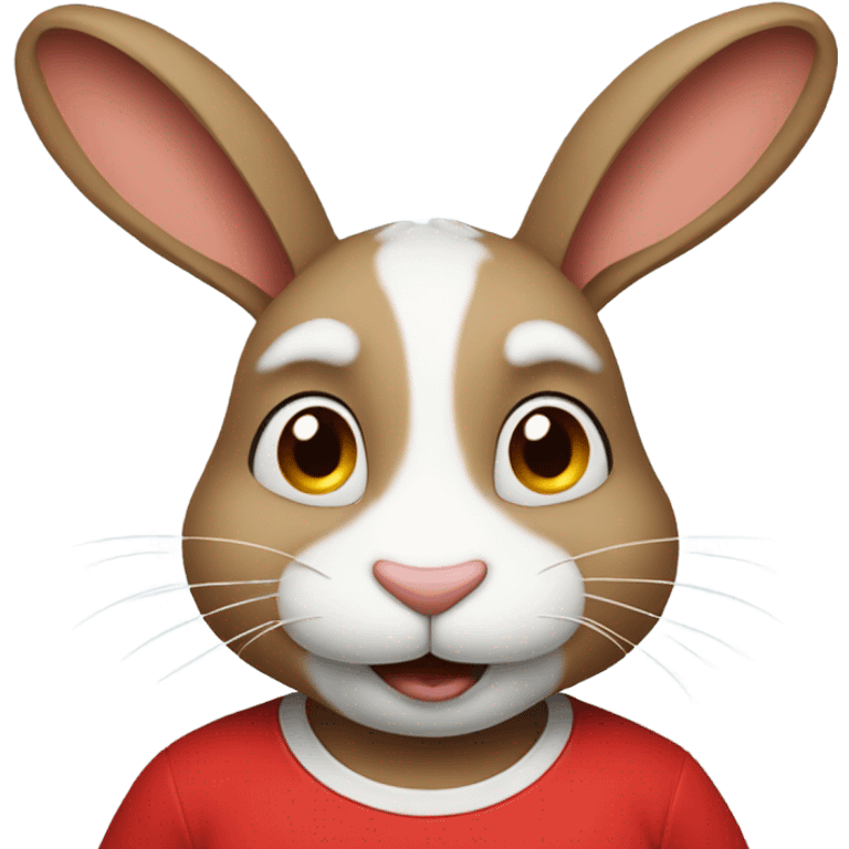 mid-age specialist rabbit in red t-shirt emoji