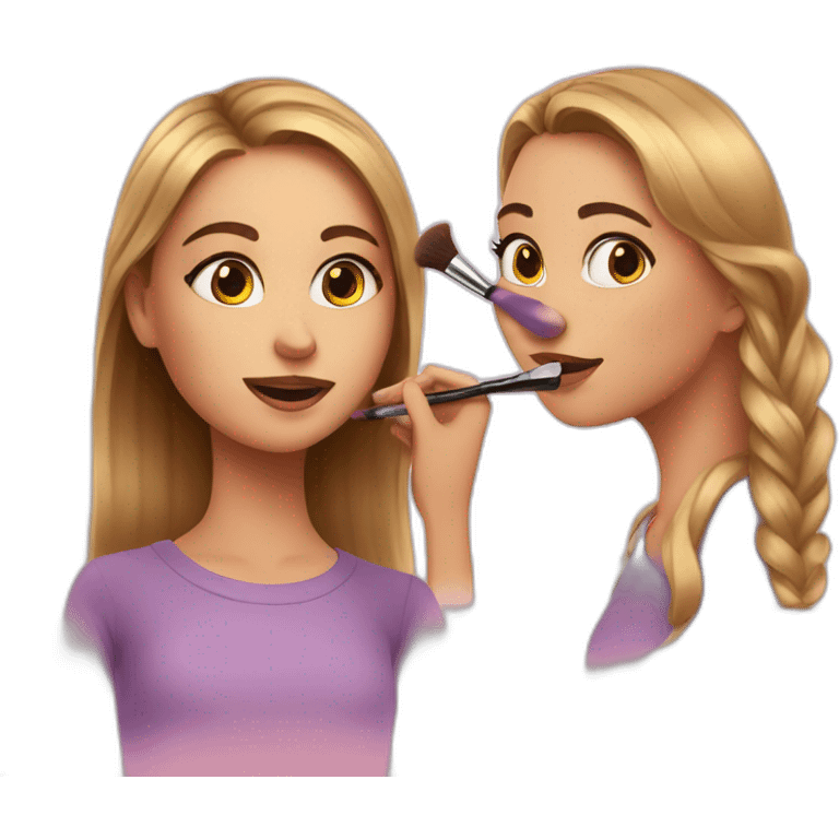 Girl doing makeup to another girl  emoji