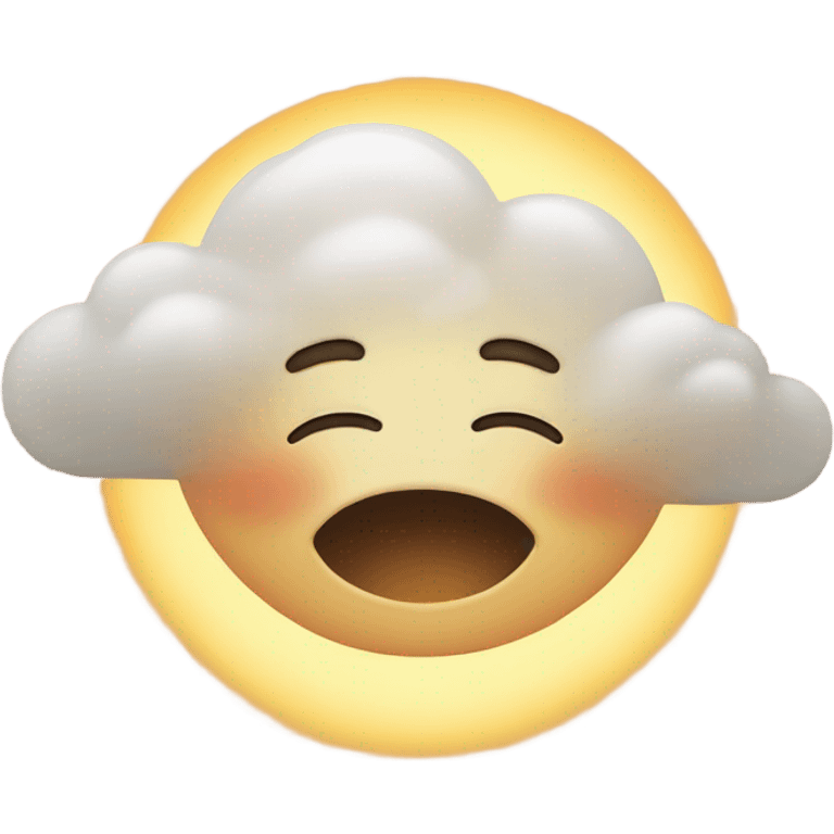 The tired sun watches over sleeping clou emoji