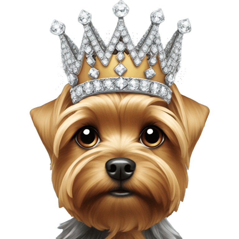 Yorkie's head in a crown of diamonds emoji