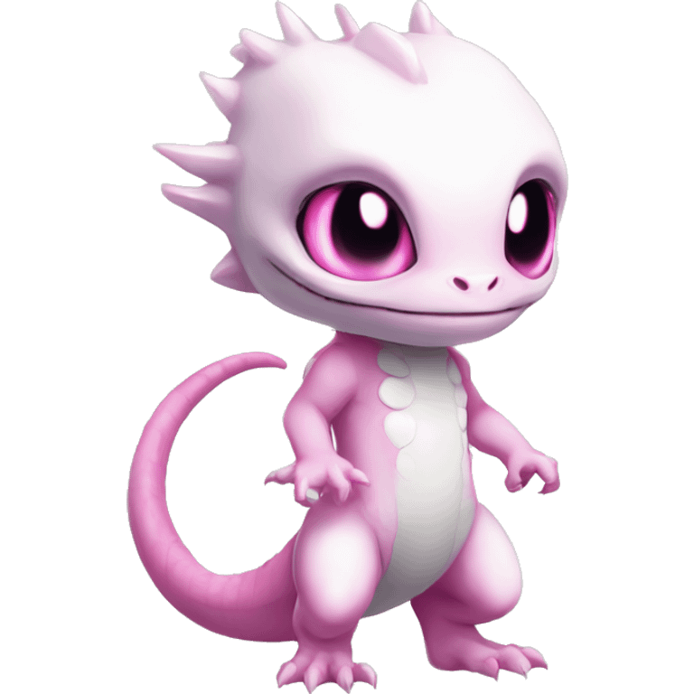 White, Chibi, White, Pink eyes, Anthro-Sona-Lizard-Alien-Fakémon, Full Body emoji