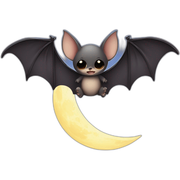 baby bat wings in front of moon emoji