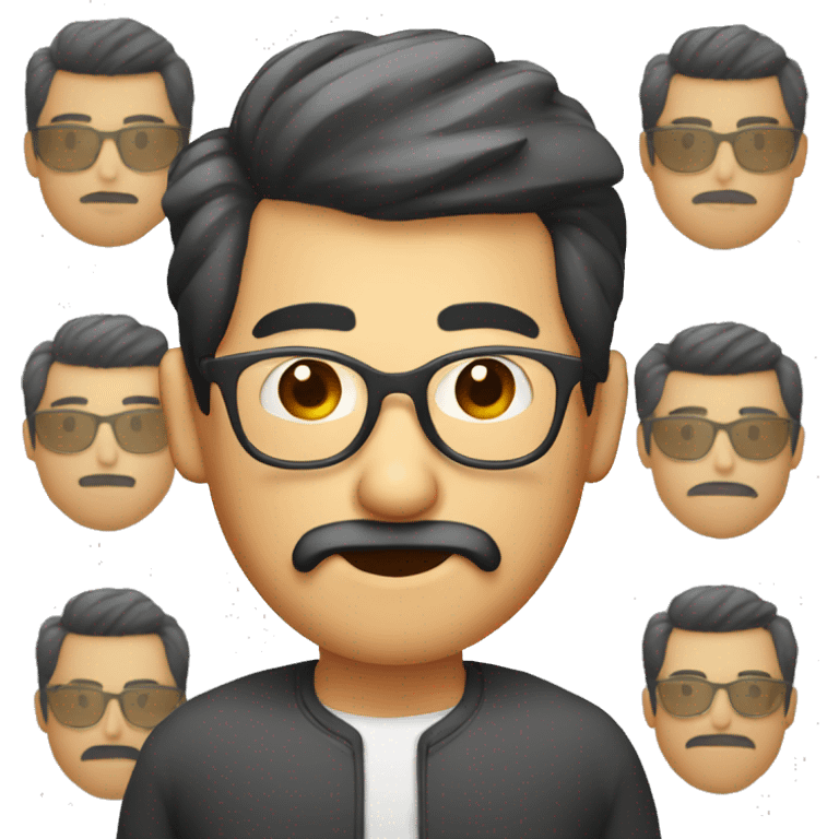 hombre asiatico gordo con lentes y barba emoji