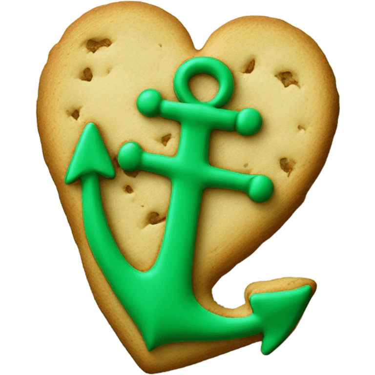 cookie heart with green anchor emoji