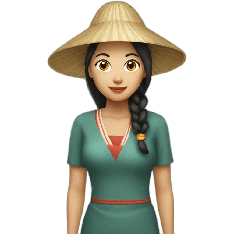 vietnam woman wearing asian hat emoji