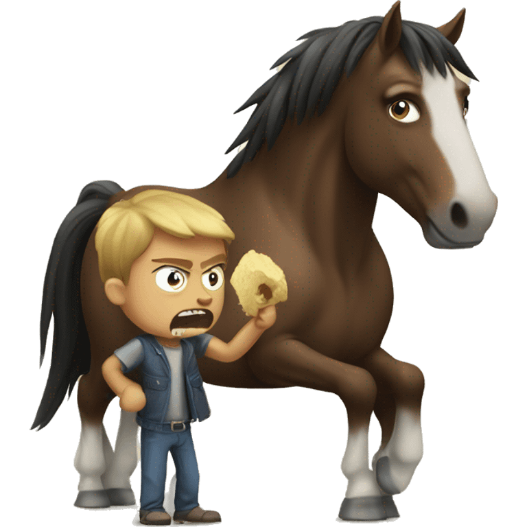 Angry horse with boy emoji