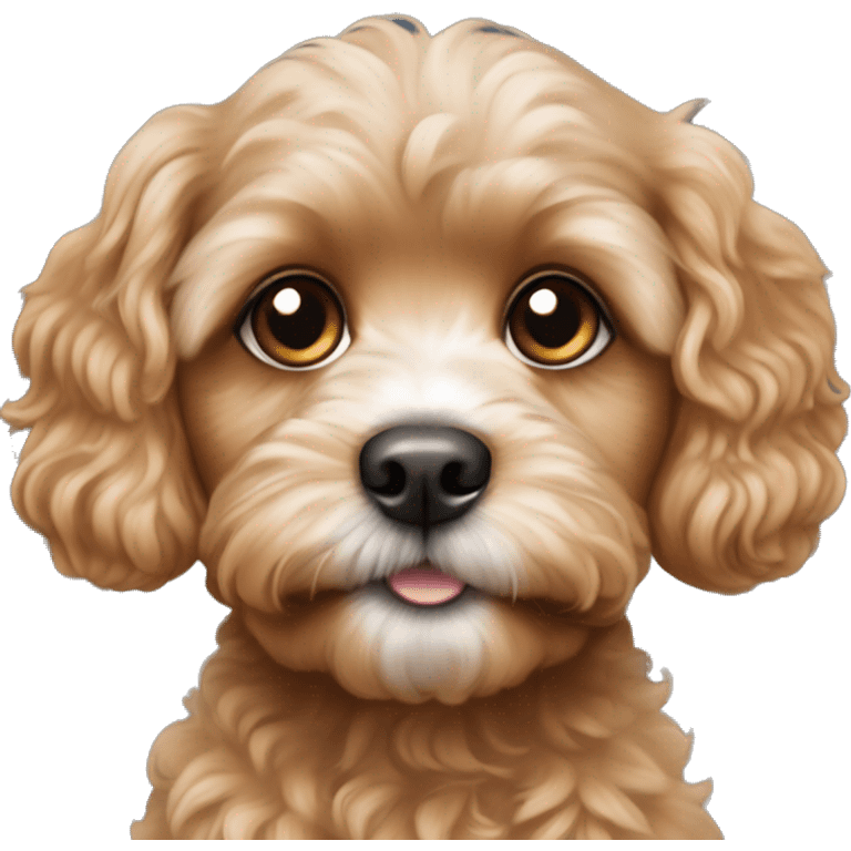 Darker Cavapoo with cute puppy eyes emoji