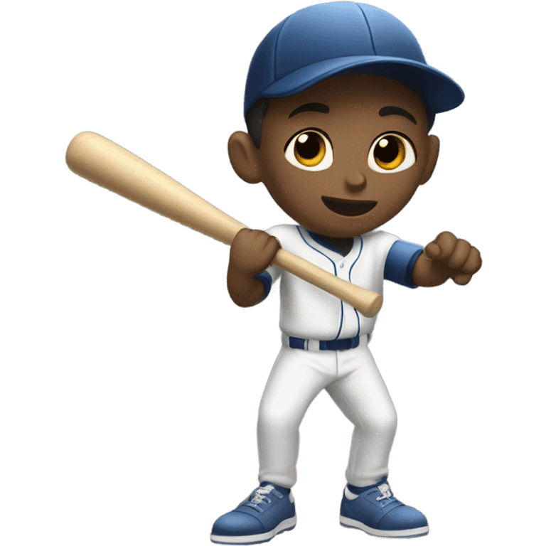 Little boy with baseball bat striking out  emoji