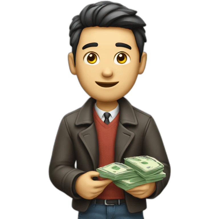 Smart guy with money in his hand emoji