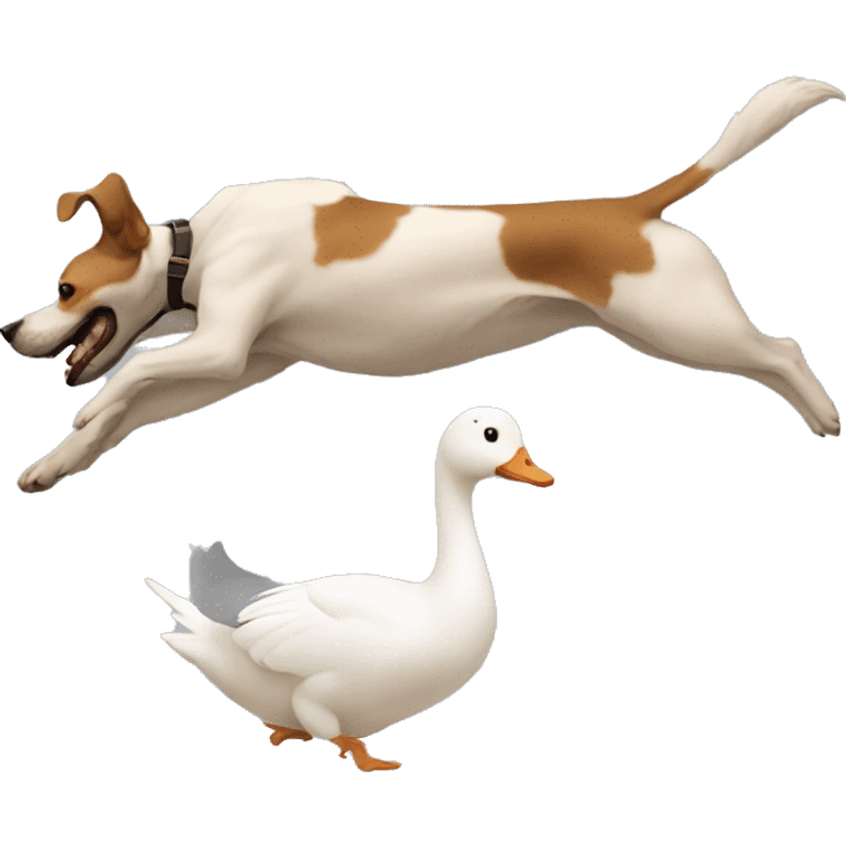 A dog chasing a goose  emoji