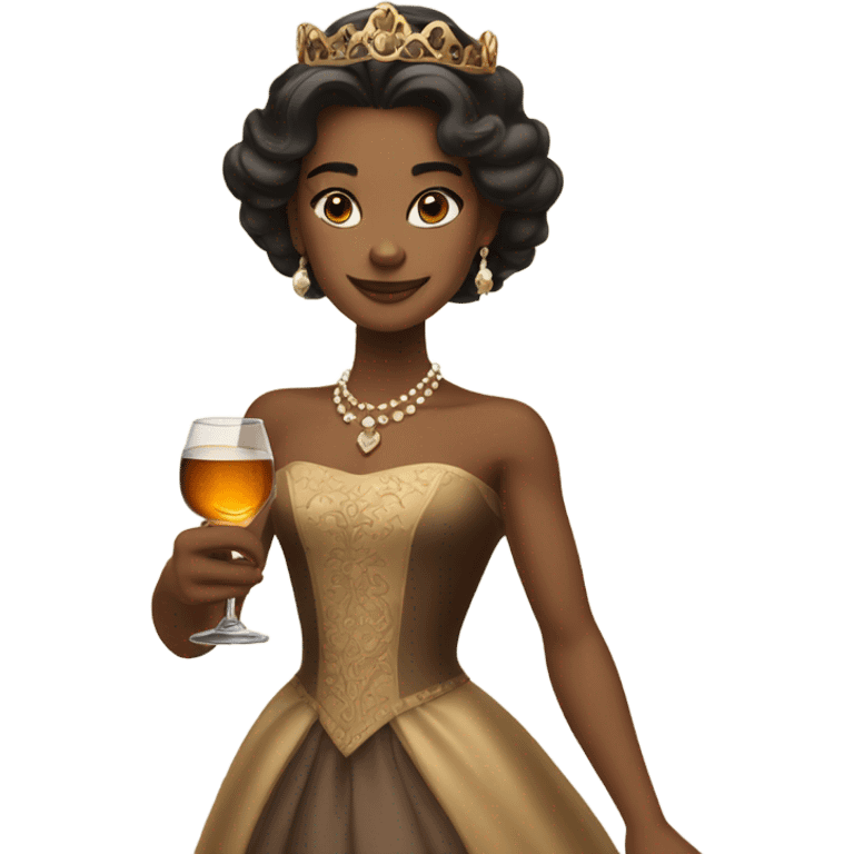 tan princess drinking a glass of whiskey  emoji