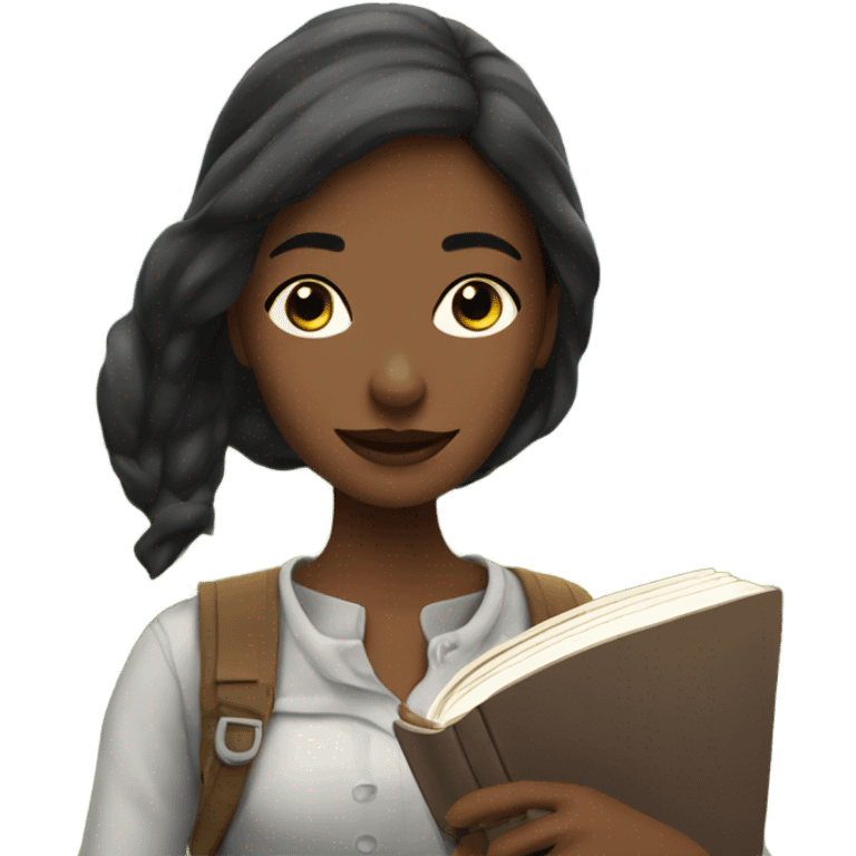 Book girl with mountains emoji