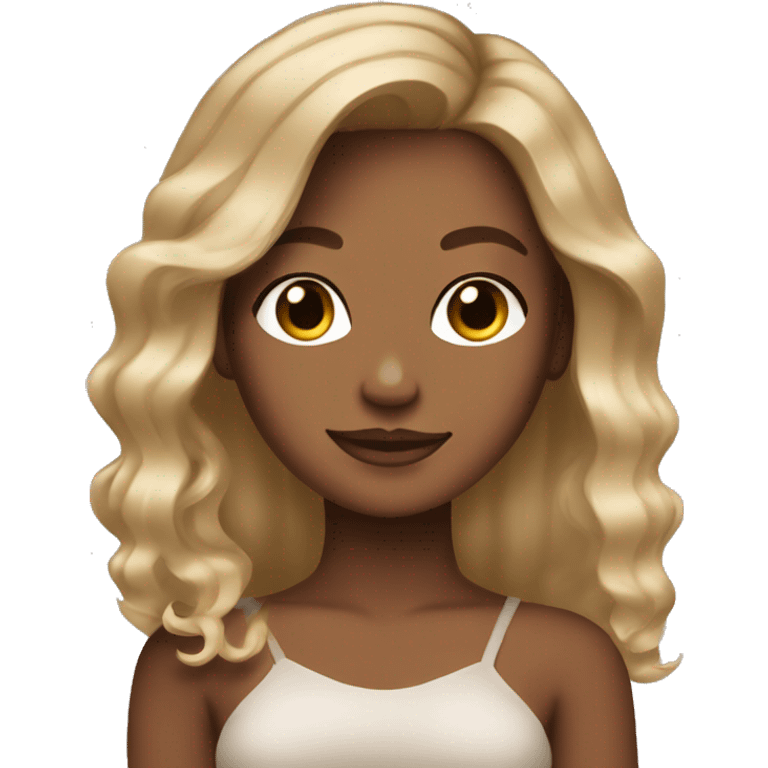 Tan skin girl with balayage brown blonde hair emoji