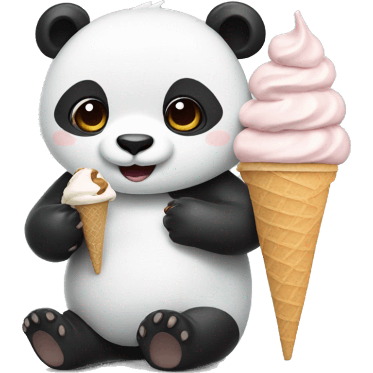 Panda eating ice cream emoji