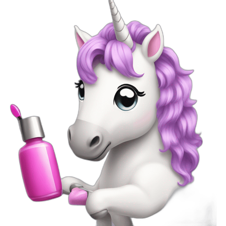 Unicorn Putting Nail polish on emoji