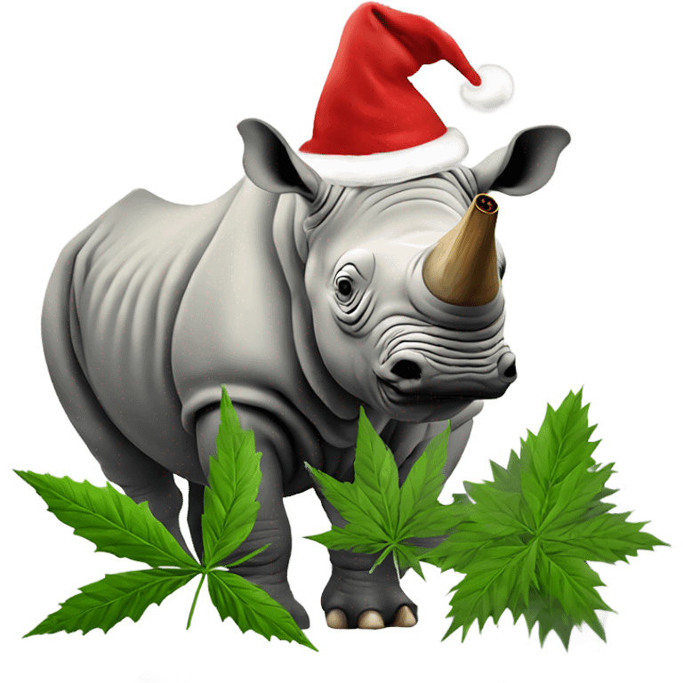 White rhino smoking hemp Christmas emoji