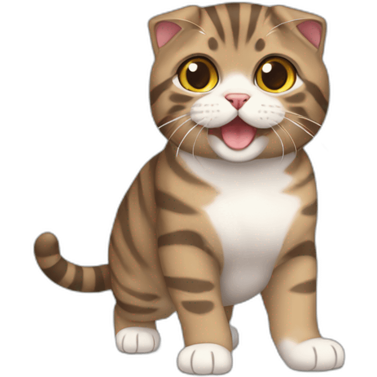 brown tabby scottish fold playing rugby emoji