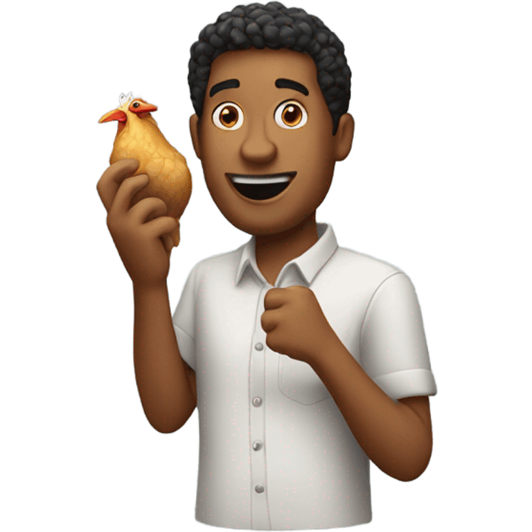 Guy with a chicken finger emoji