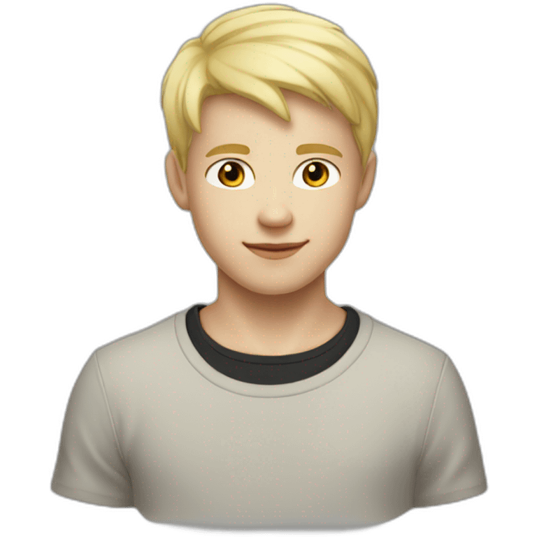 blond boy - cap black - hair short - shirt black emoji