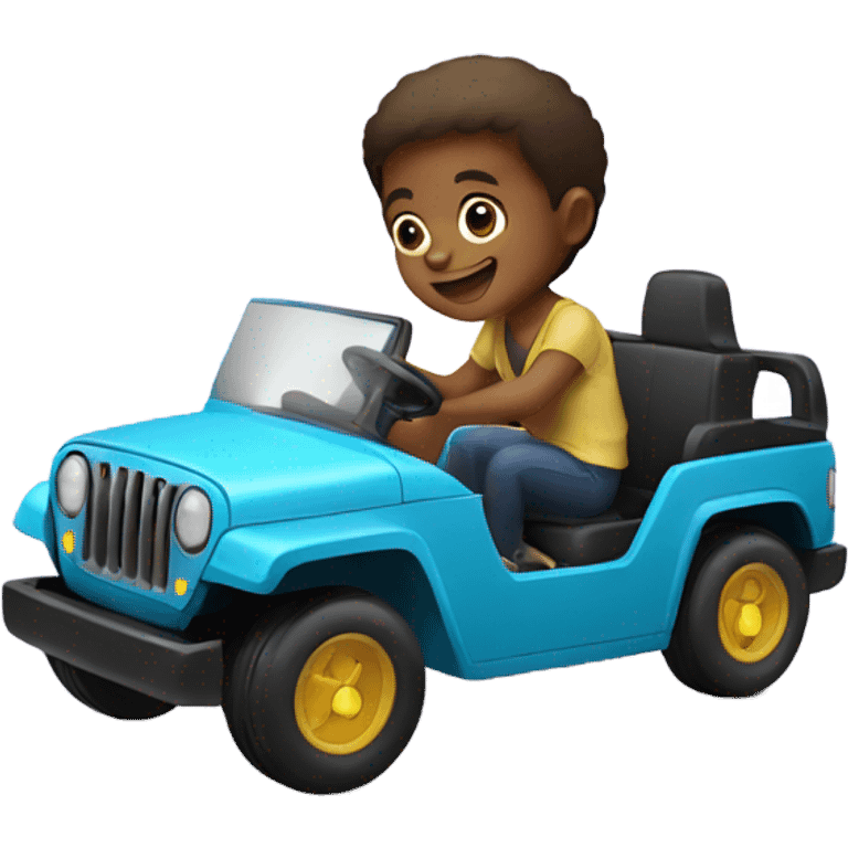 kid in a electric toy jeep  emoji