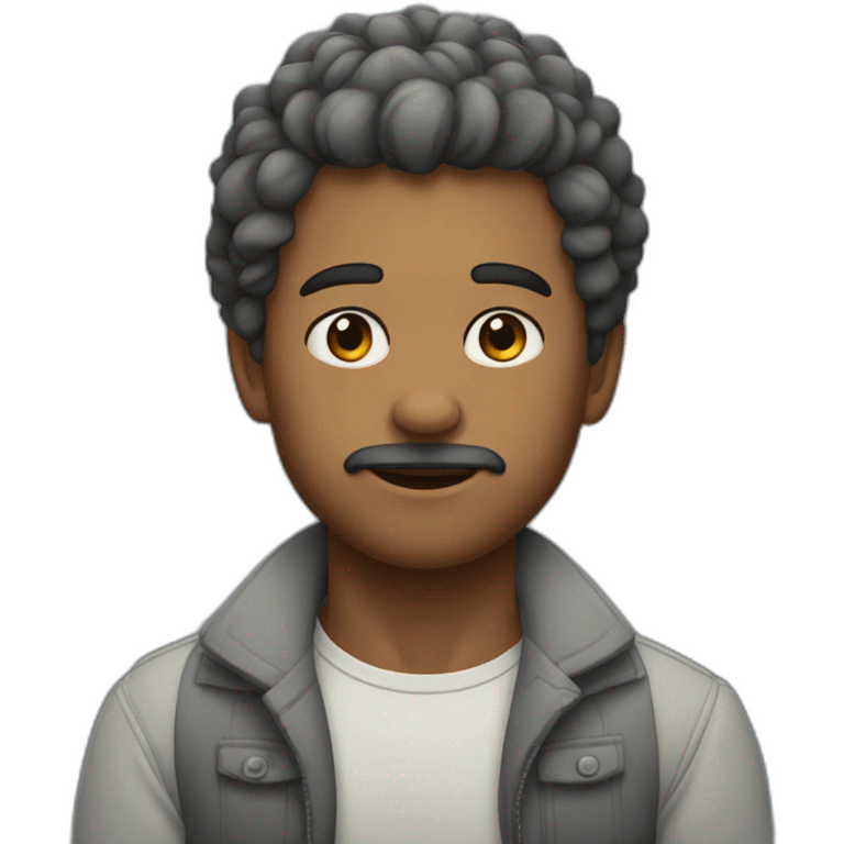 muchacho pelo gris sin barba ni bugote con un pastel emoji