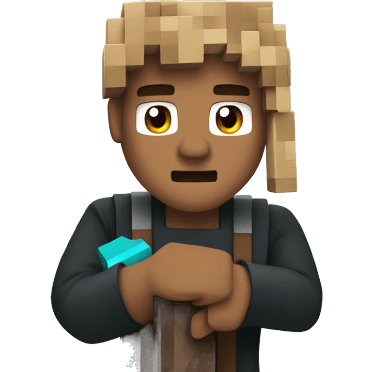 a pc playing minecraft in the apple emoji style emoji