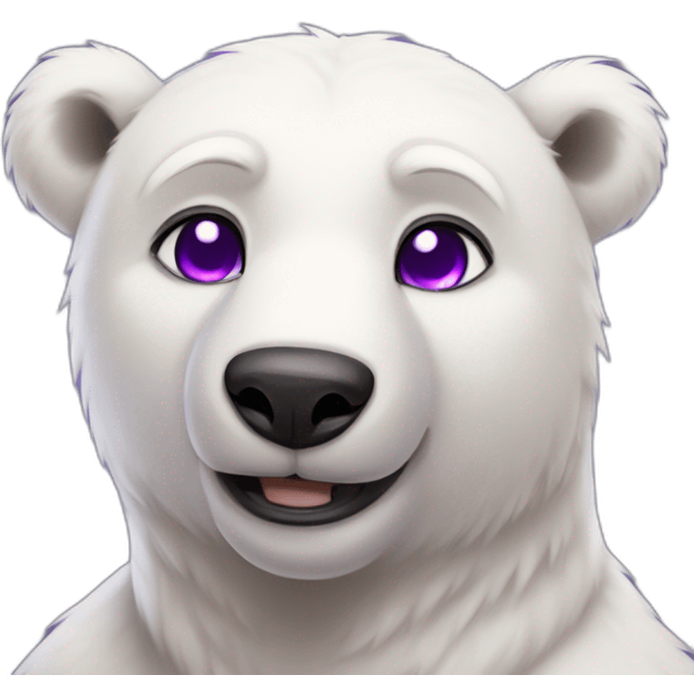 Happy Male Anthro polar bear purple eyes emoji