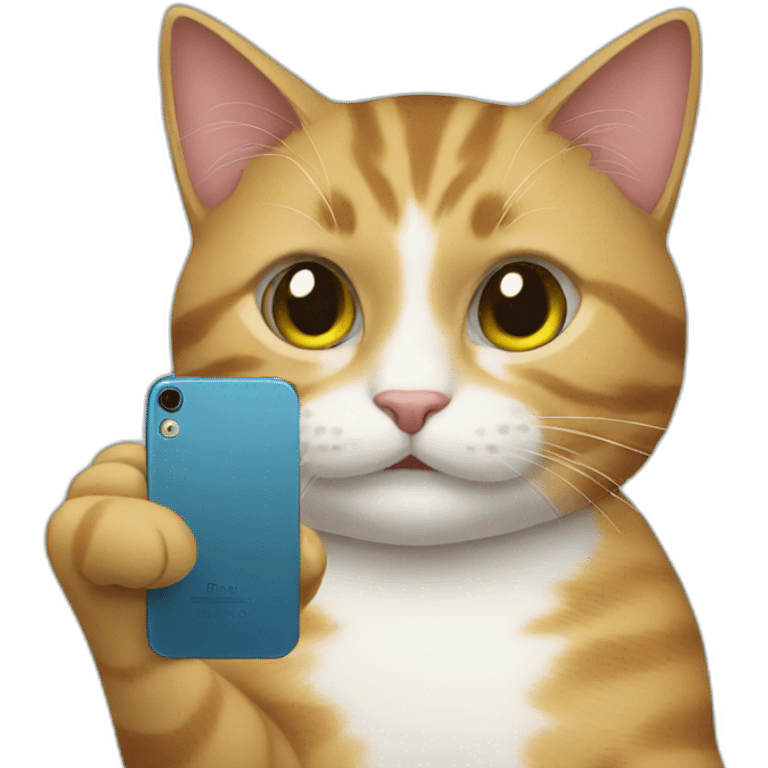 Cat holding a iPhone  emoji