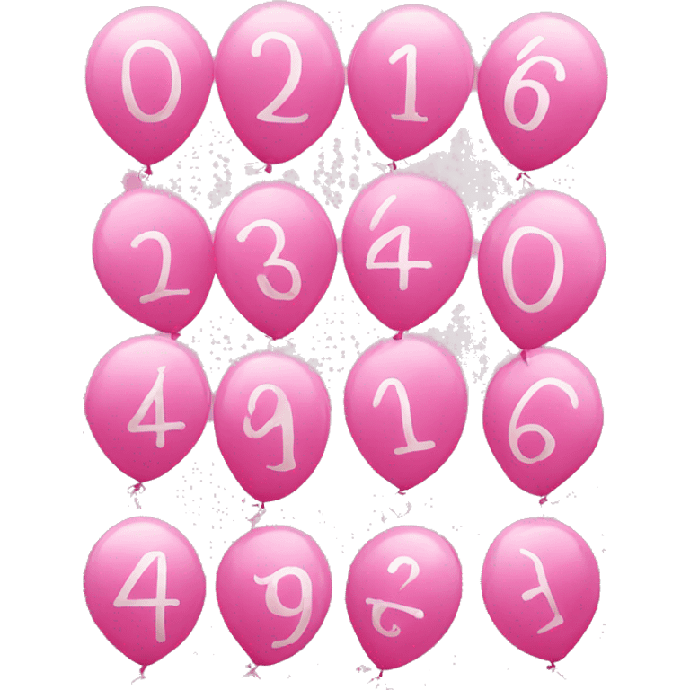 16 pink number balloons emoji