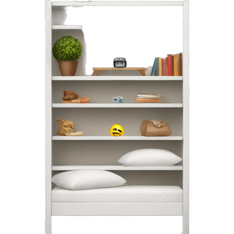 Shelf is next to the bed emoji