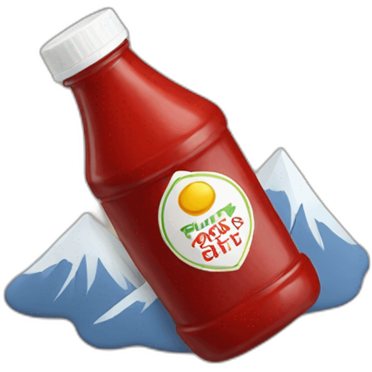 Bottle of ketchup on a mountain emoji