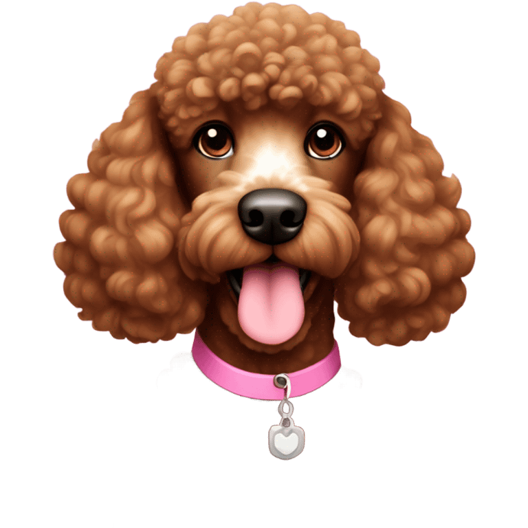 Brown poodle pink nose white chest emoji