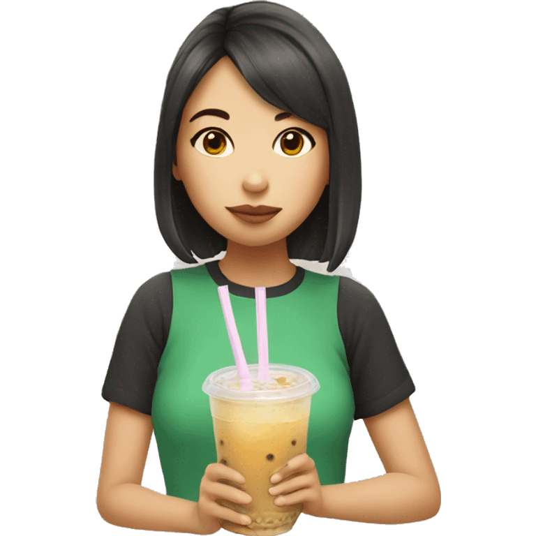 Girl drinking Boba  emoji